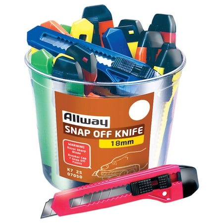 Allway Allway 6-1/4 in. Snap-Off Utility Knife Assorted 25 pk K7-25